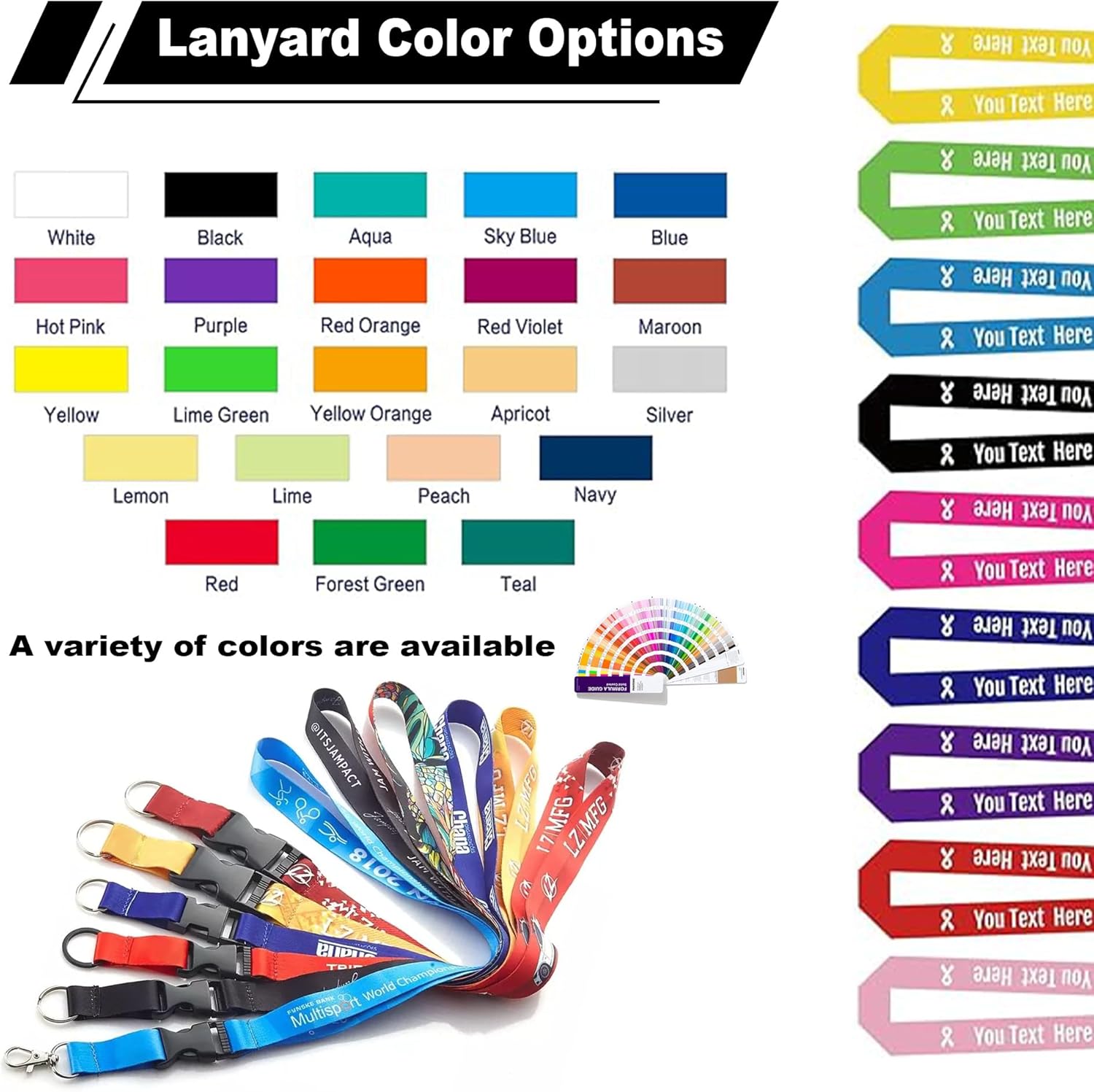 30/100/1000PCS Custom Lanyard With Logo/Text, Personalized Lanyards Photo Customized Neck Straps Lanyards for Keys