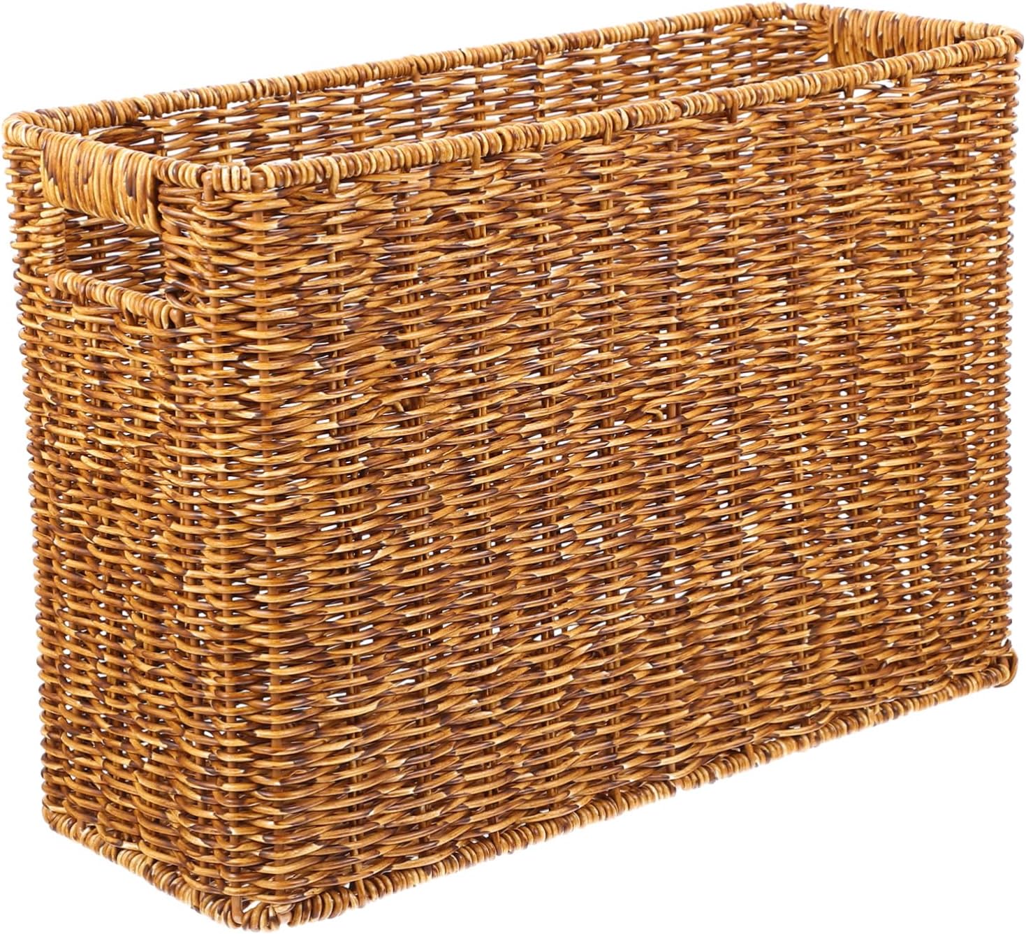 Happyyami Elegant Woven Magazine Basket Storage Large Capacity Rectangle Basket for Home Hotel Dec