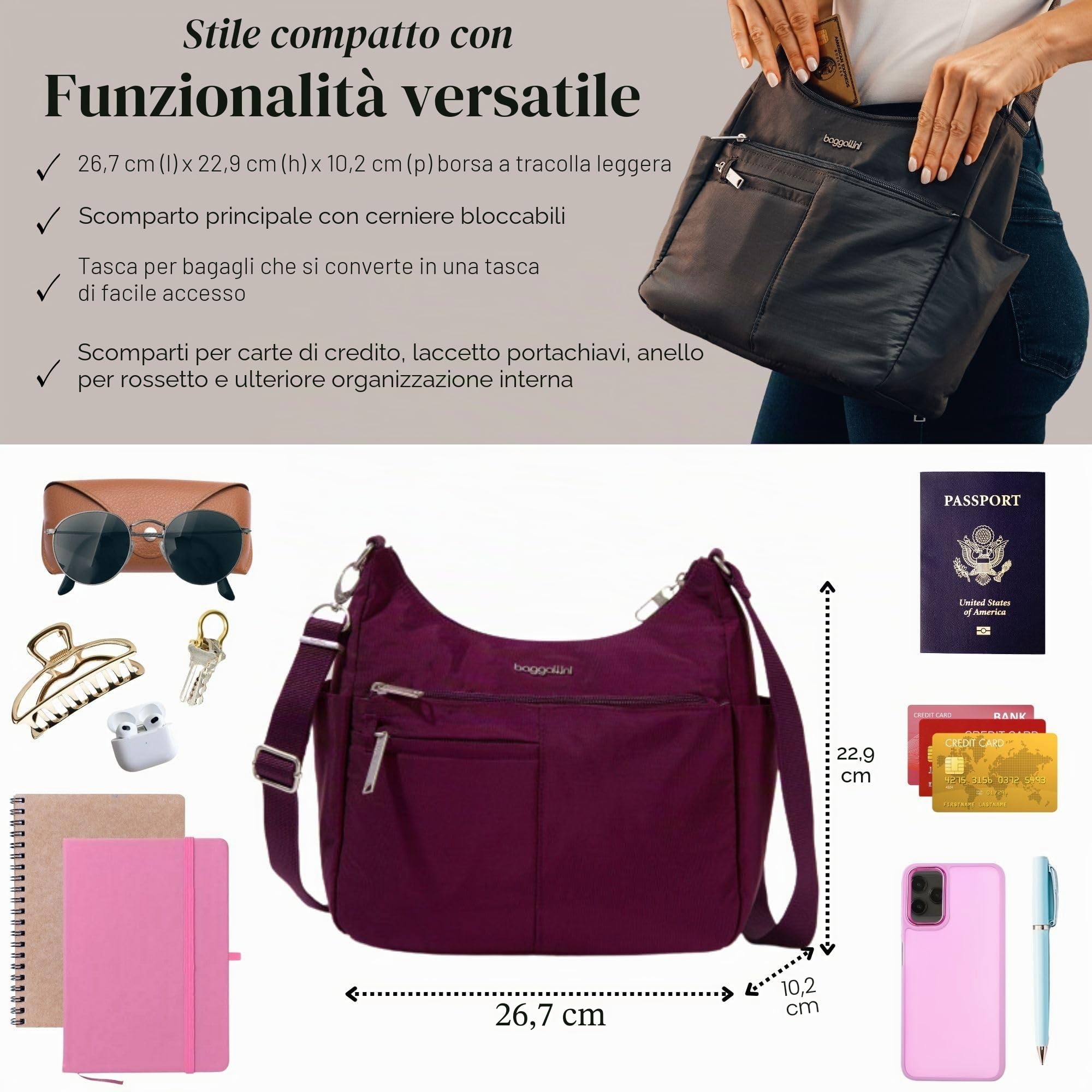 Baggallini Securtex Anti-Theft Free Time Crossbody Bag