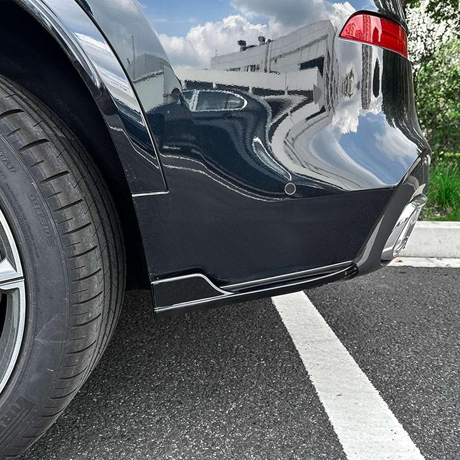 2Pcs Car Rear Bumper Diffuser Spoilers Side Splitter Corner Cover Protector Compatible with BMW X5 G05 M Sport 2019-2022, Black