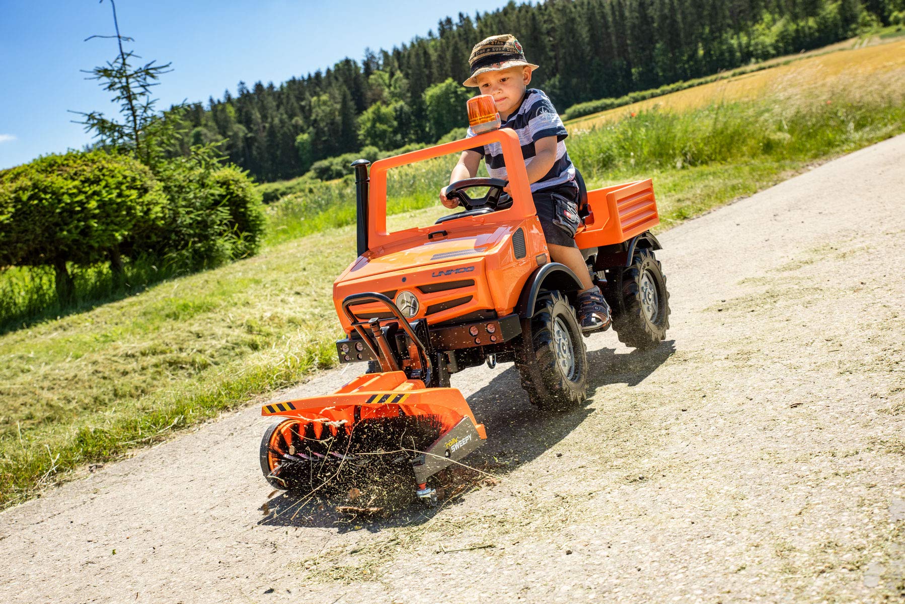 Rolly Toys Unimog Service 038237 - Coche a Pedales a Partir de 3 años, con neumáticos silenciosos y luz Intermitente