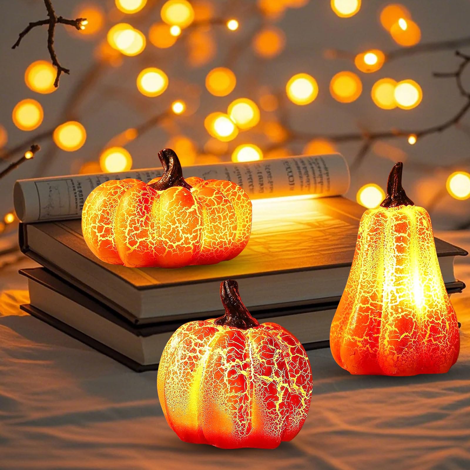 TaimeiMao 4x Halloween Laternen LED - Kürbis Laternen Für Garten & Party