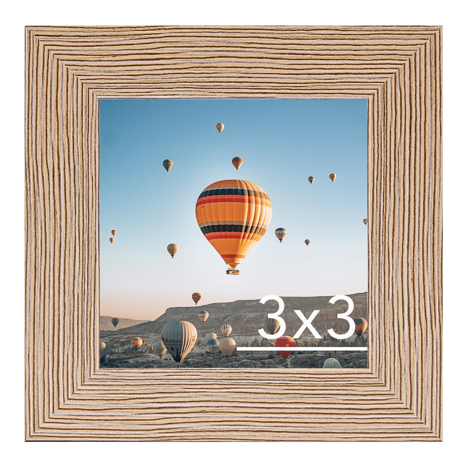 JCJMY 3x3 Picture Frame for Tabletop, 3 x 3 Square Photo Frame with Shatter Resistant Plexiglass, Sturdy 3 by 3 Poster Frame, Rustic Brown