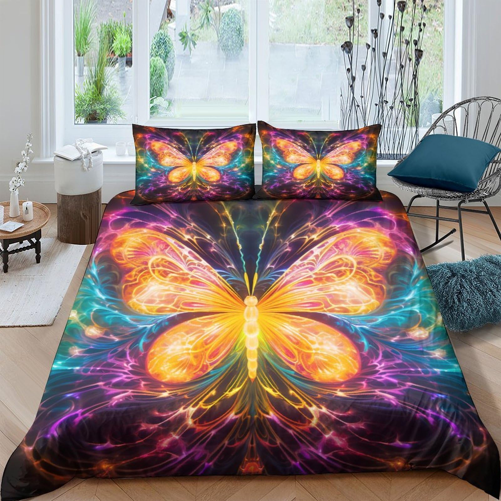 Housse de couette papillon ultra douce pour chambre cocooning
