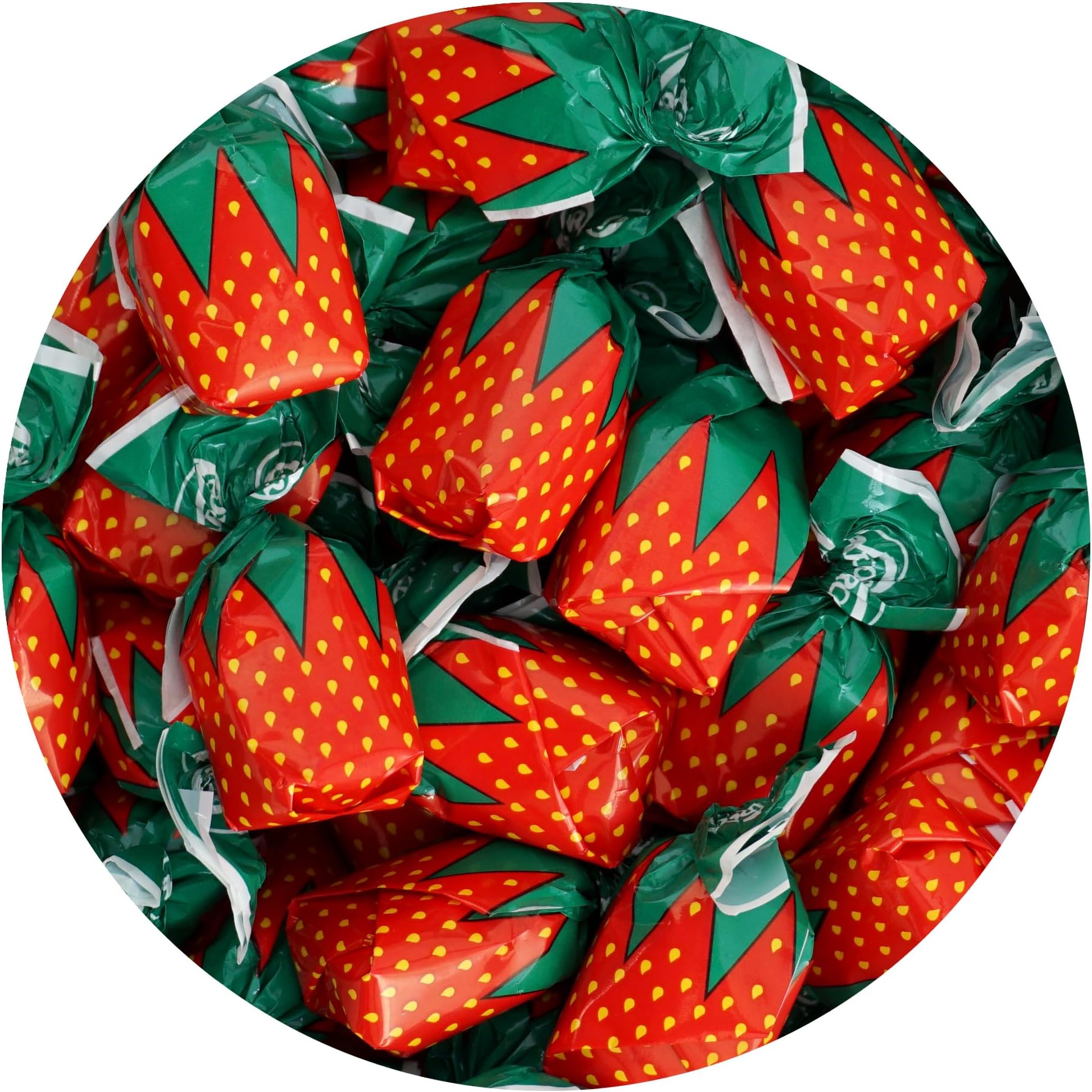 Strawberry Bon Bons Hard Candy, 1 Pound (Approx. 75 pcs.), Strawberry Candy Individually Wrapped, Strawberry Candy, The Hampton Popcorn & Candy Company