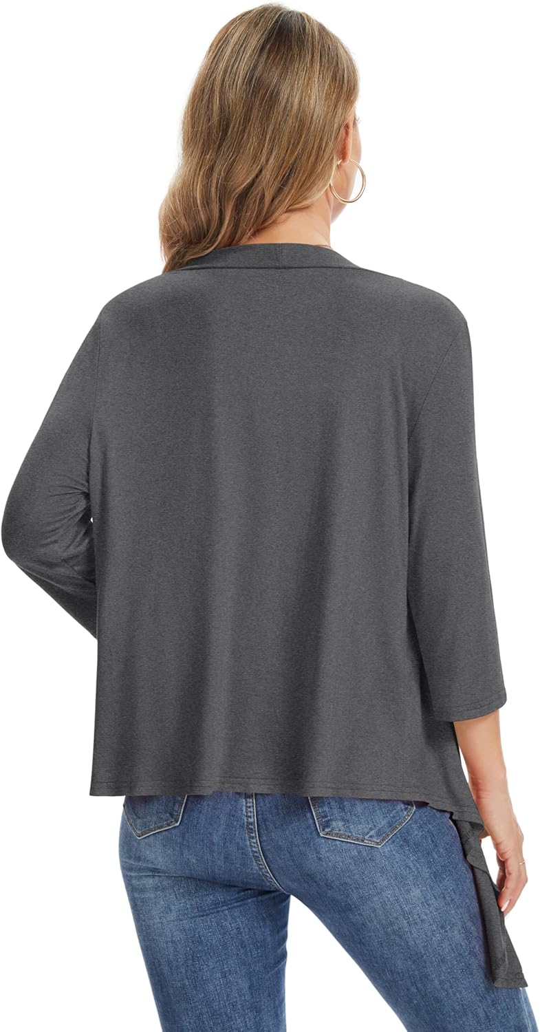 QUEZHU Women's Summer Cardigans 3/4 Sleeve Casual Open Front Lightweight Cardigan - Image 5
