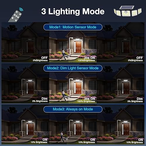 Miniatura 5 de Luces solares de 6000 lm para exteriores, luces solares de inundación para exteriores, 230 LED, 5 cabezales, luces con sensor de movimiento,