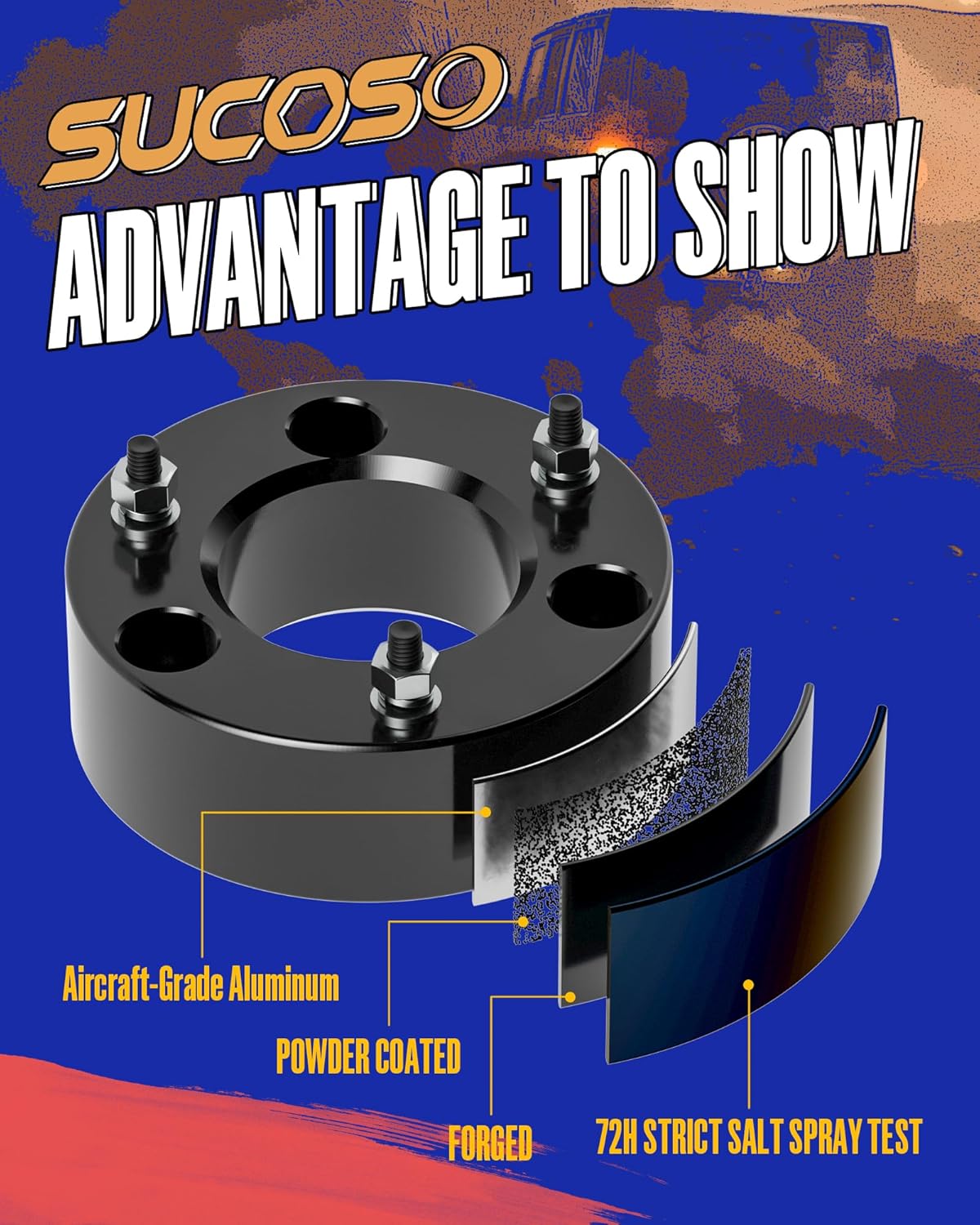 Leveling Lift Kit for Silverado 1500 Raise Front 3inch, 3in Lift Strut Spacers Compatible with Chevy GMC Sierra 1500 2007-2026 2WD 4WD, Aluminum Suspension Parts Keep Level Both Front and Rear