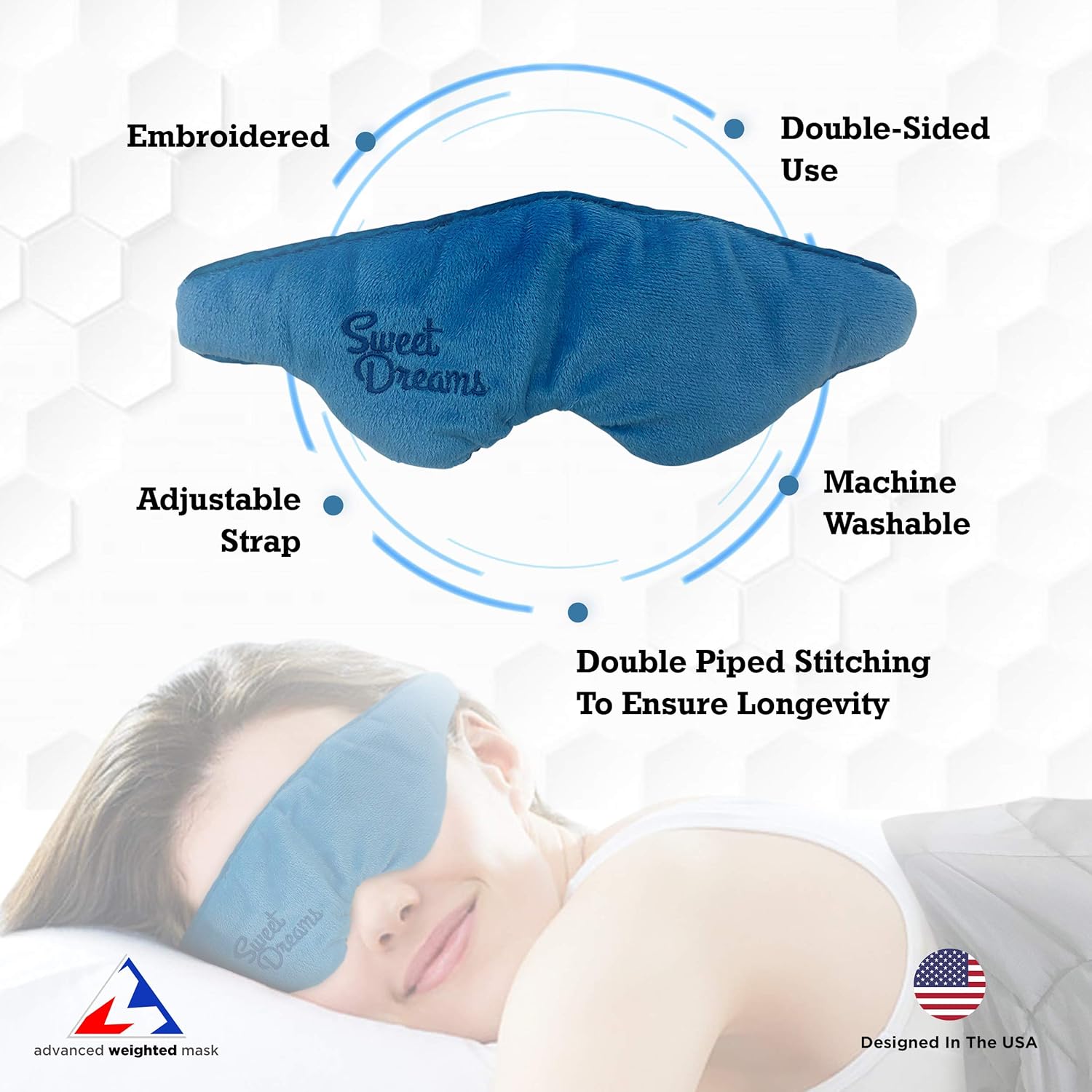 Advanced Weighted Sleep Mask with Adjustable Head Strap DoubleSided LightProof