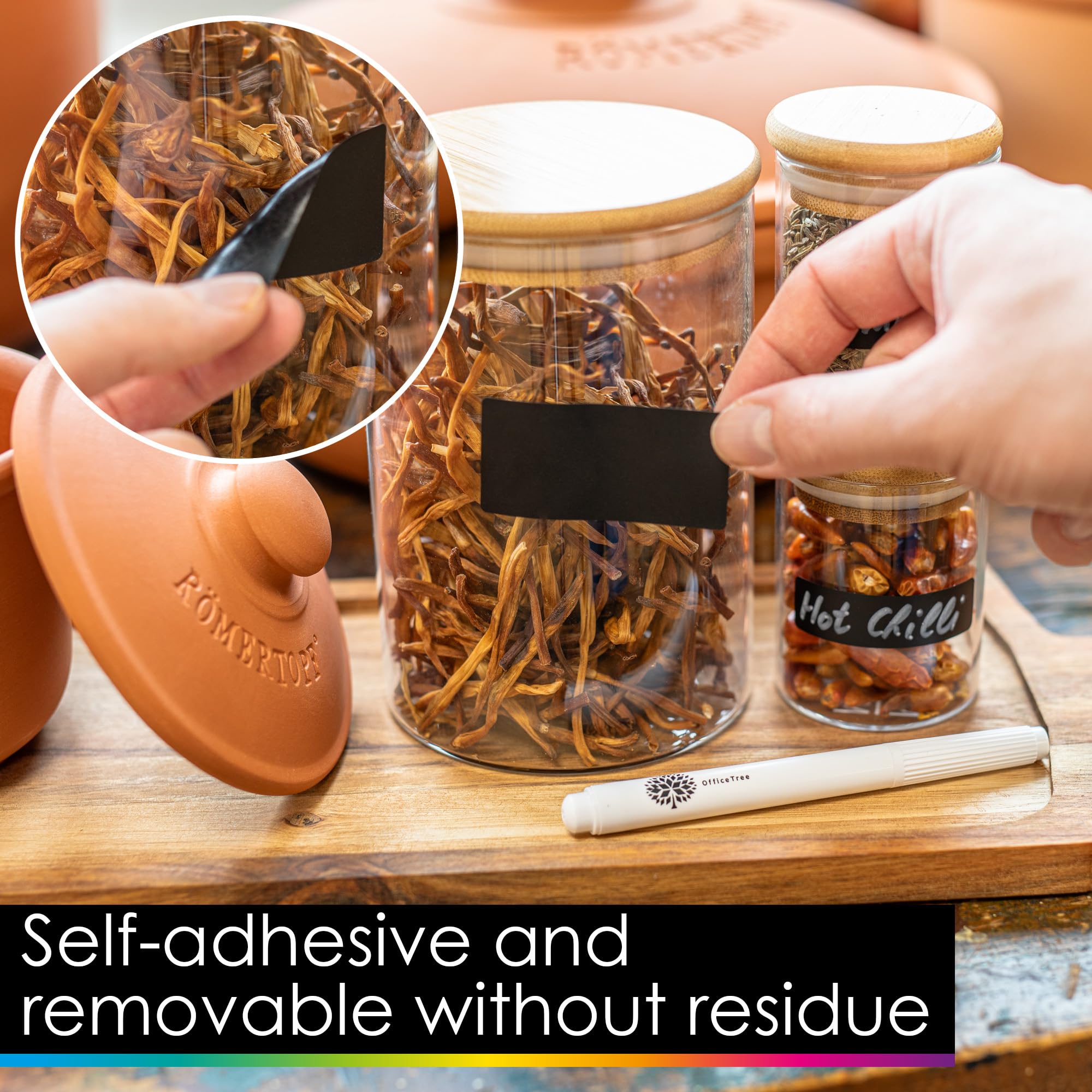 OfficeTree 200 X Blackboard Stickers For Labelling Including Chalk