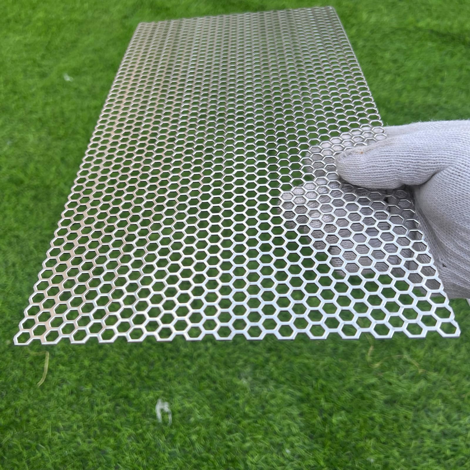 Lamiera perforata 400 mm x 200 mm, spessa 1,1 mm, Foro esagonale da 1/4" (circa 6 mm) lamiera perforata in acciaio inossidabile 304, piastra di schermatura, piastra decorativa