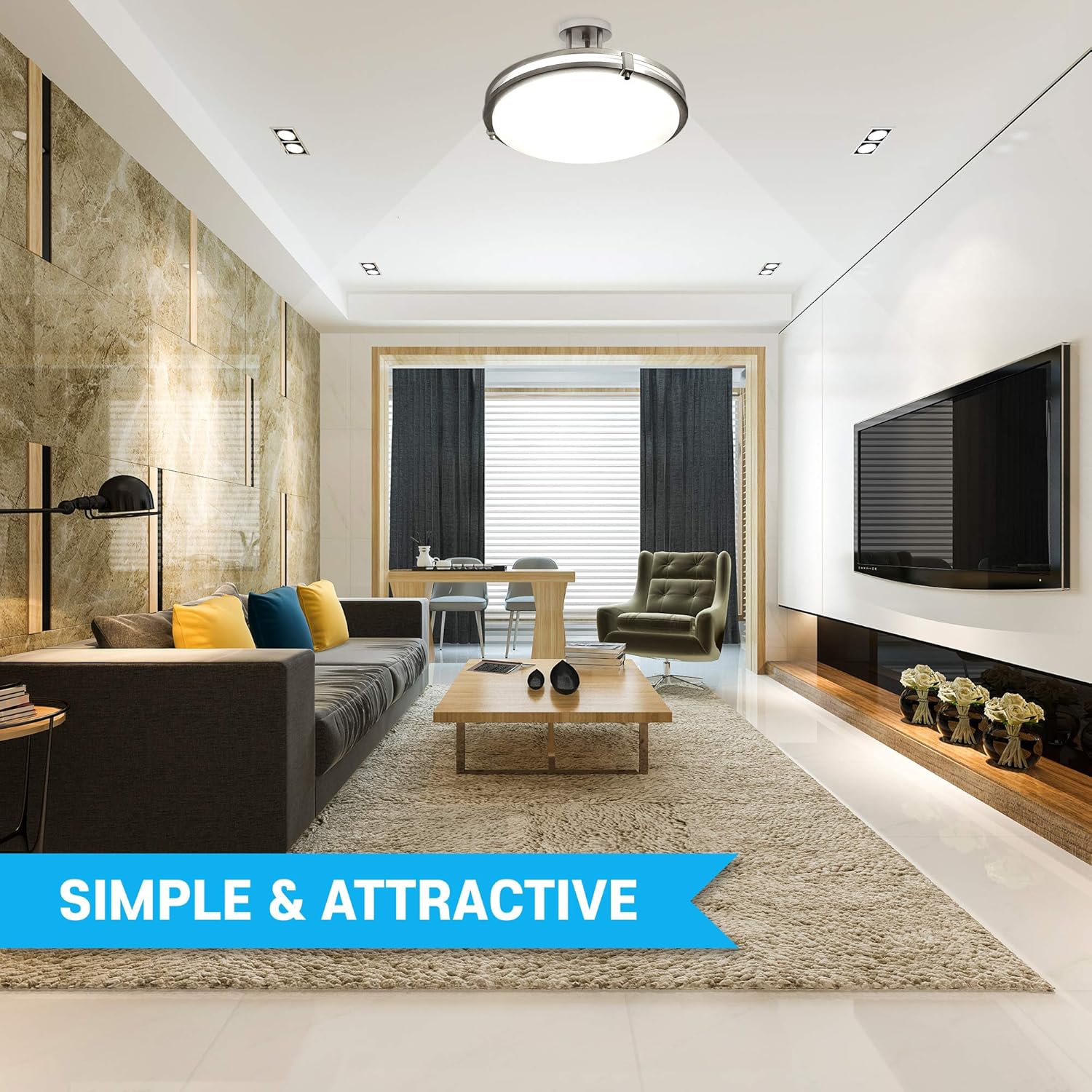 Get Discount Offer Brushed Nickel Round 2-Light Ceiling Light Fixture - Semi Flush - 23 Watt (200 Watt Equivalent) (16 Inch) Free Shipping Offer Brushed Nickel Round 2-Light Ceiling Light Fixture - Semi Flush - 23 Watt (200 Watt Equivalent) (16 Inch)