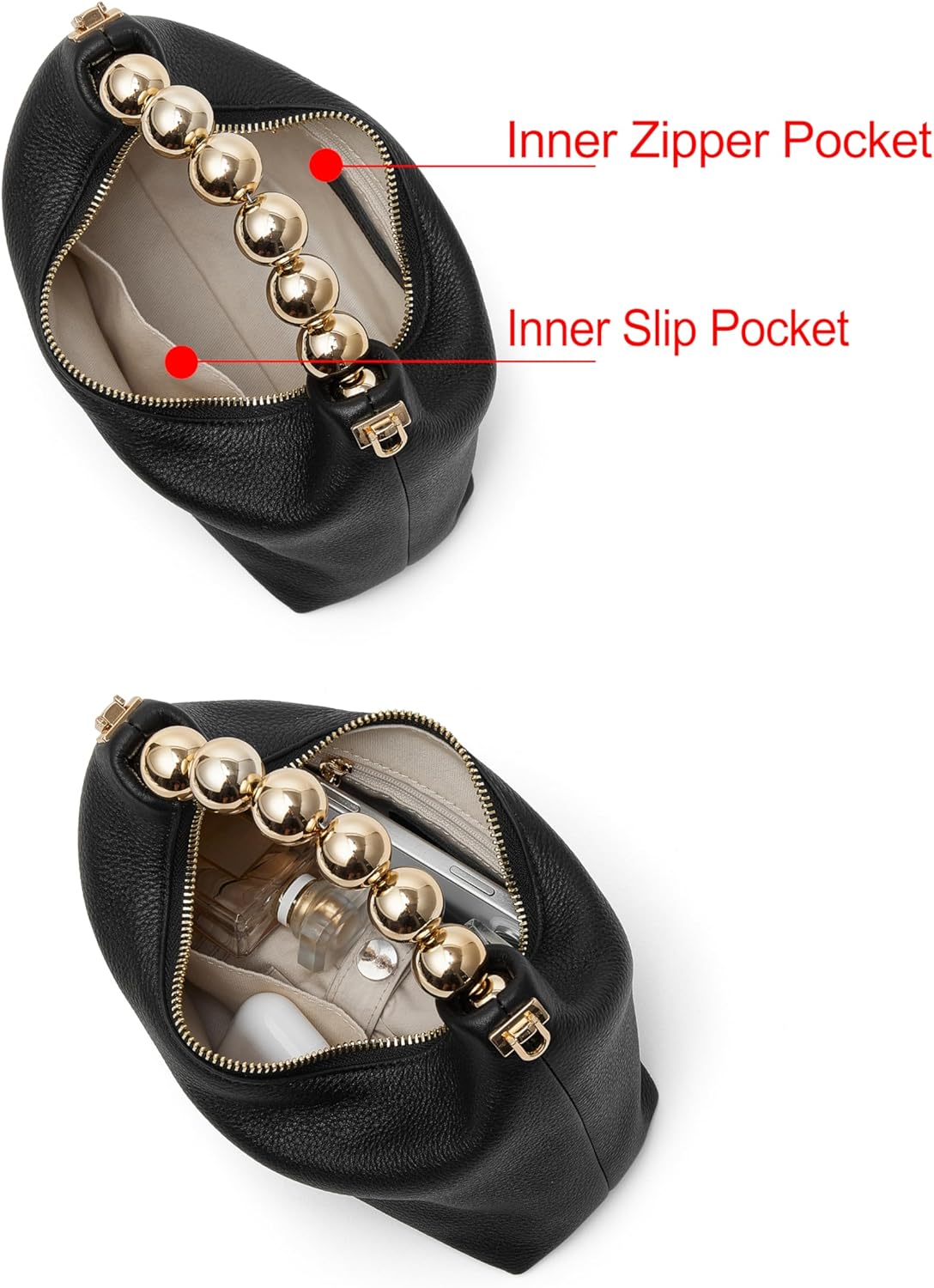 DORIS&JACKY Small Top Handle Clutch Bag for Women Designer Crossbody Purse With Pearl Tote Handle and Chain Strap - Image 6