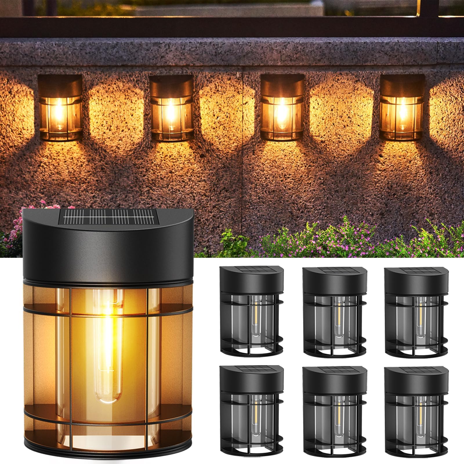 Outdoor Solar Lights, 6 Pack Solar Deck Lights, Solar Fence Lights 2