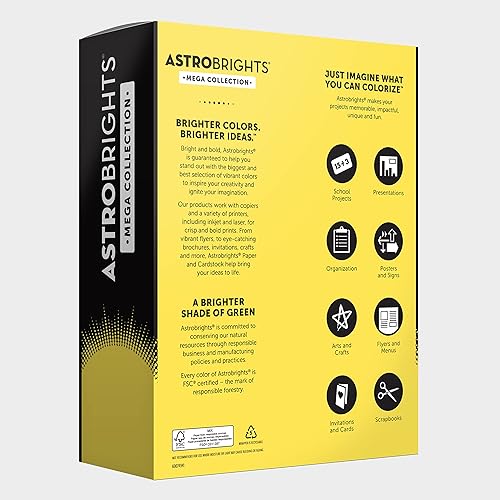 Miniatura 3 de Astrobrights Mega Collection, cartulina de colores, giro de limón pastel intenso, 320 hojas, 65 libras6.21 ozm, 8.5 x 11 pulgadas, más hojas (91750)