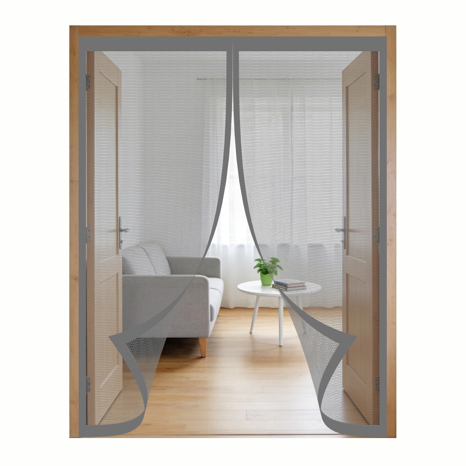 Moustiquaire grande taille pour porte fenêtre amovible en maille grise