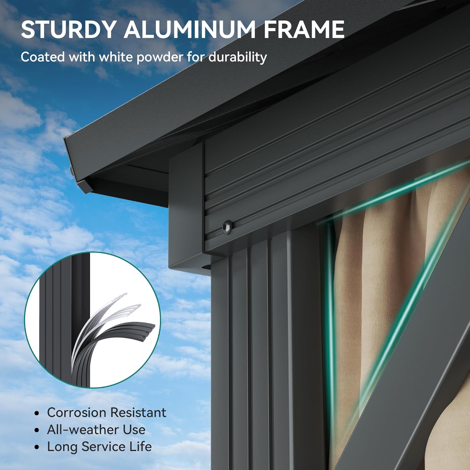 YITAHOME 12X18FT Meatl Hardtop Gazebo Metal Double Roof Canopy Galvanized Iron 4.7X4.7'' Aluminum Pillar Garden Tent Curtains Netting for Patios Backyards Decks Lawns