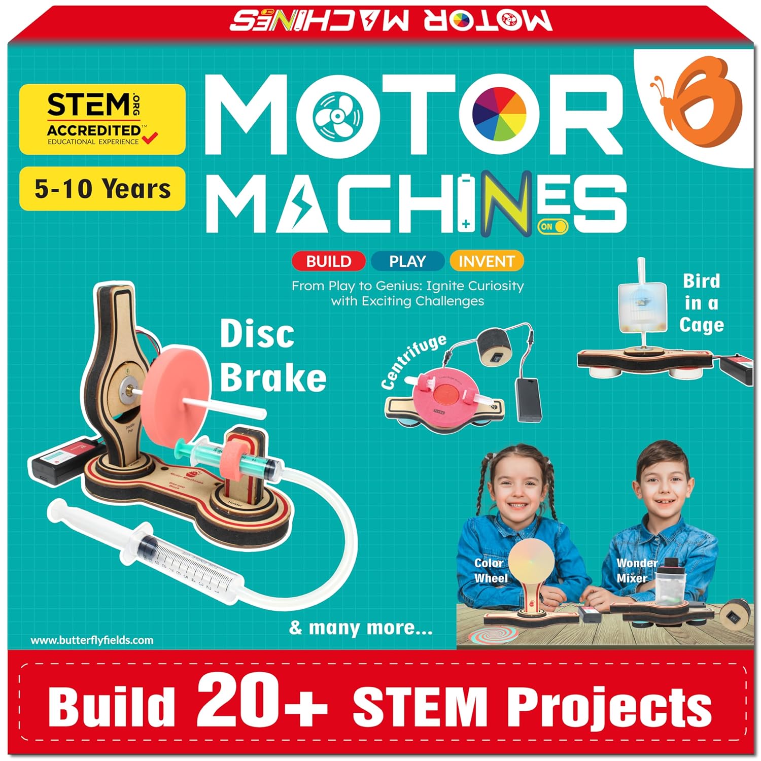 ButterflyEdufields 20+ Science Experiments Kit | Birthday Gift for Boys Girls Ages 6 7 8 10 12 Years | DIY STEM Projects Educational Learning Toys for 6-12 Year Olds | Build 20+ Motor Machines