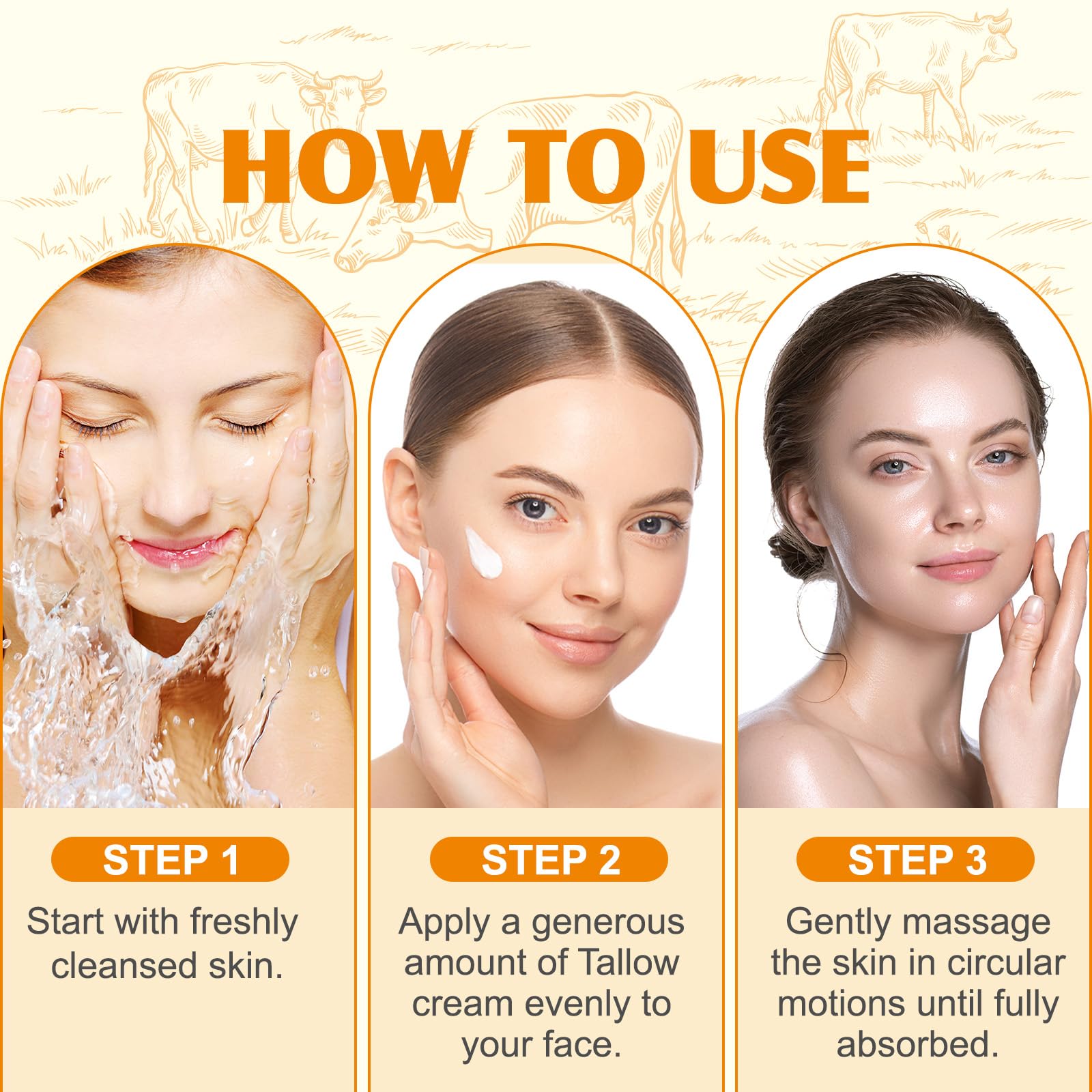 Beef Tallow Honey Balm Skin Care Beef Tallow, 60g Beef Tallow Cream for Face & Body - Image 3