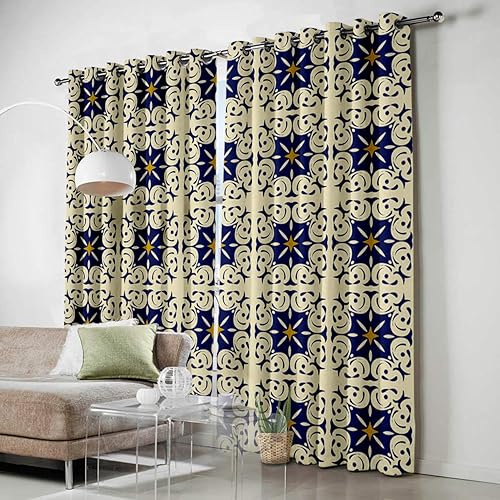 Miniatura 3 de FortuneHouse Blackout Curtains Thermal Insulated Ethnic Abstract Solid Pattern Metal Grommet Elegant Room Drapes Window Curtain for Bedroom Living