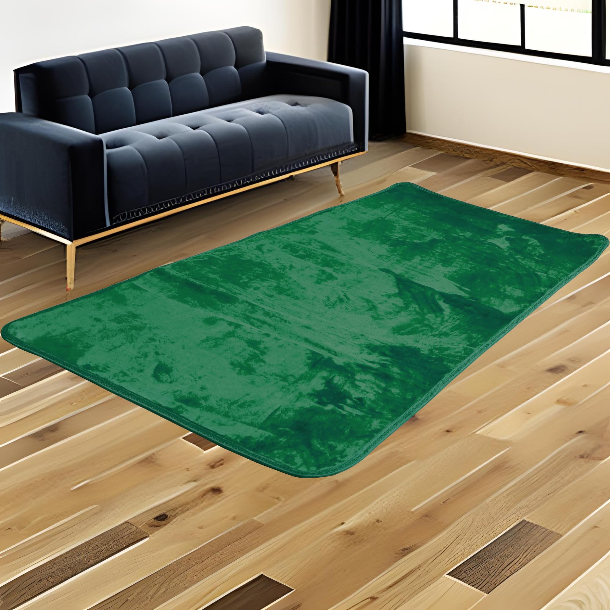 Fabienne Non-Slip Carpet for Living Room Dining Room Bed Room Floor Mat Super Soft Homedecor Velvet Mat Rectangular 90x190 cm (Green)
