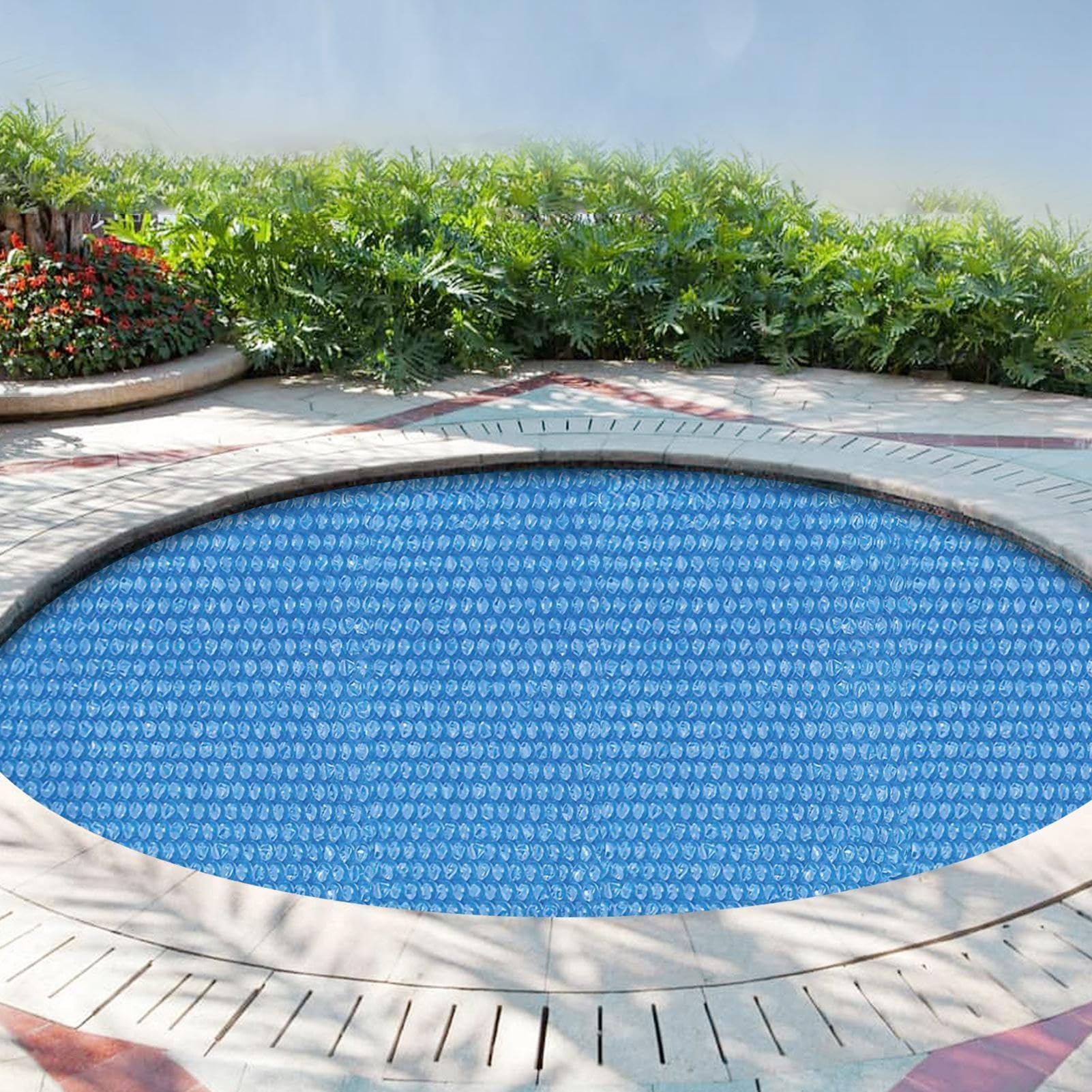 Pokrywa Solarna Basenu Okrągła Mata Bąbelkowa Do Wanny | Wytrzymałe Przykrycie Basenowe Do Domu oraz Przydomowego Ogrodu, Ogrodu, Tarasu, Wanny, Spa, Kempingu, a także na Świeżym