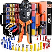 Preciva 600-Piece Professional Crimping Tool Set, Includes Crimper Tool for 0.5-6mm² Wires (AWG 20-10), 490 Insulated Ferrules, 190 Heat Shrink Tubings & 2-Layer Toolbox, for Electrical Maintenance