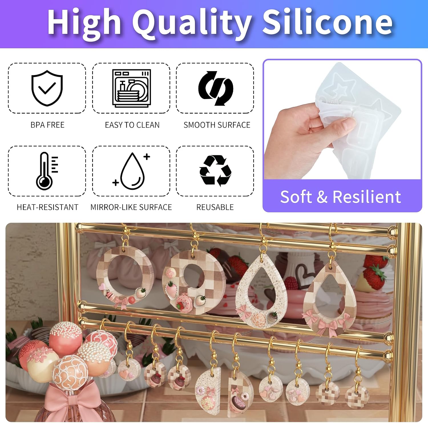 328 Pcs Jewelry Epoxy Resin Silicone Molds Kit with Holes for DIY Earring image 2