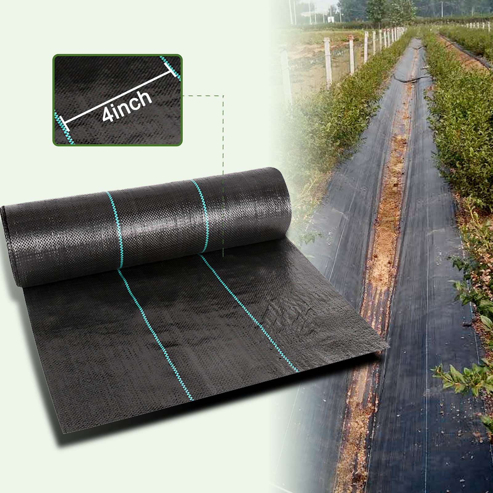 Cheruje Weed Barrier Landscape Fabric Heavy Duty (4 X 100 FT) 3.2 oz