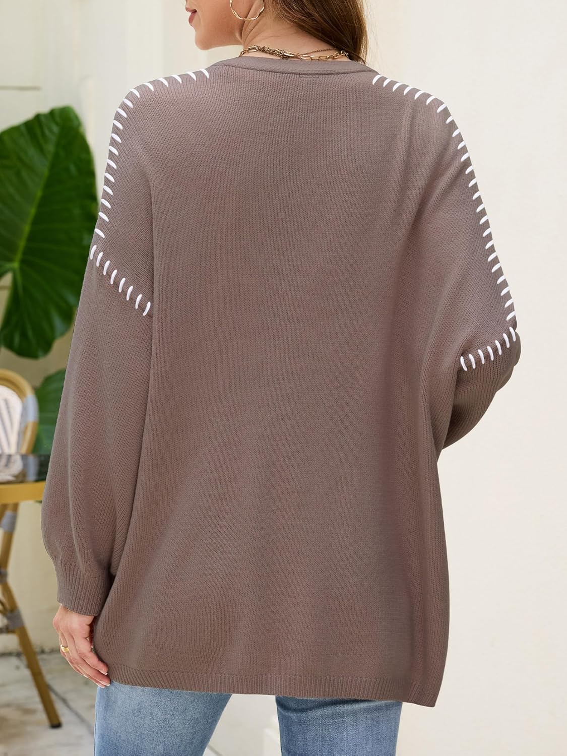 HDLTE Womens Oversized Cardigan Sweaters 2025 Fall Long Knit Open Front Sweater Trendy Outfits with Pockets - Image 2