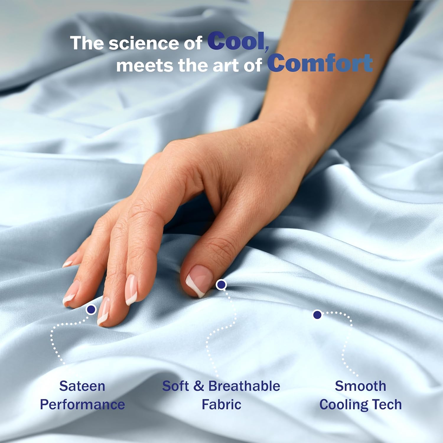 Martex Brrr° Cooling Sheet Set – 300 Thread Count Soft Cotton Blend with Triple Chill Effect – Breathable, Moisture-Wicking & Quick-Dry Bed Sheets – Stay Cool, Fresh & Comfortable – King, Blue