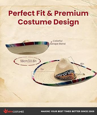 Nicky Bigs Novelties Morph Giant Traditional Sombrero Charro Hat Oversized Cinco De Mayo Fiesta Party Hats for Men, Women