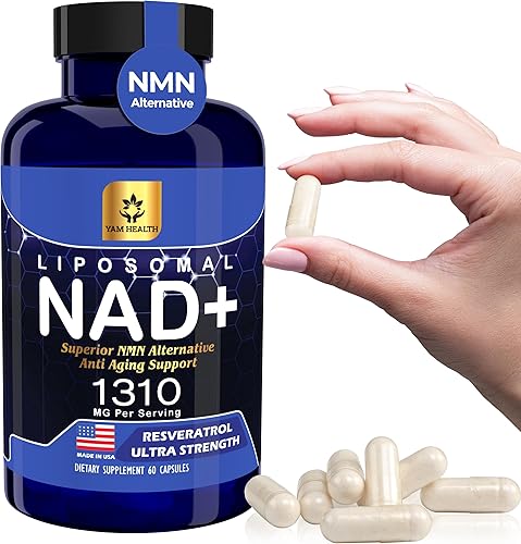 Liposomal NAD+ 1310mg-Nicotinamida Ribosida Equivalente con Trans-Resveratrol 300mg - Suplemento Halal NAD para metabolismo energético, reparación