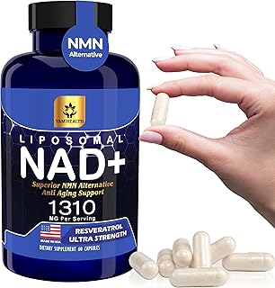 Liposomal NAD Nicotinamide Riboside Equivalent with Trans-Resveratrol 300mg, Premium Halal NAD Supplement for Energy Metabolism, DNA Repair and Longevity, Vegan, Non-GMO (60 Count)