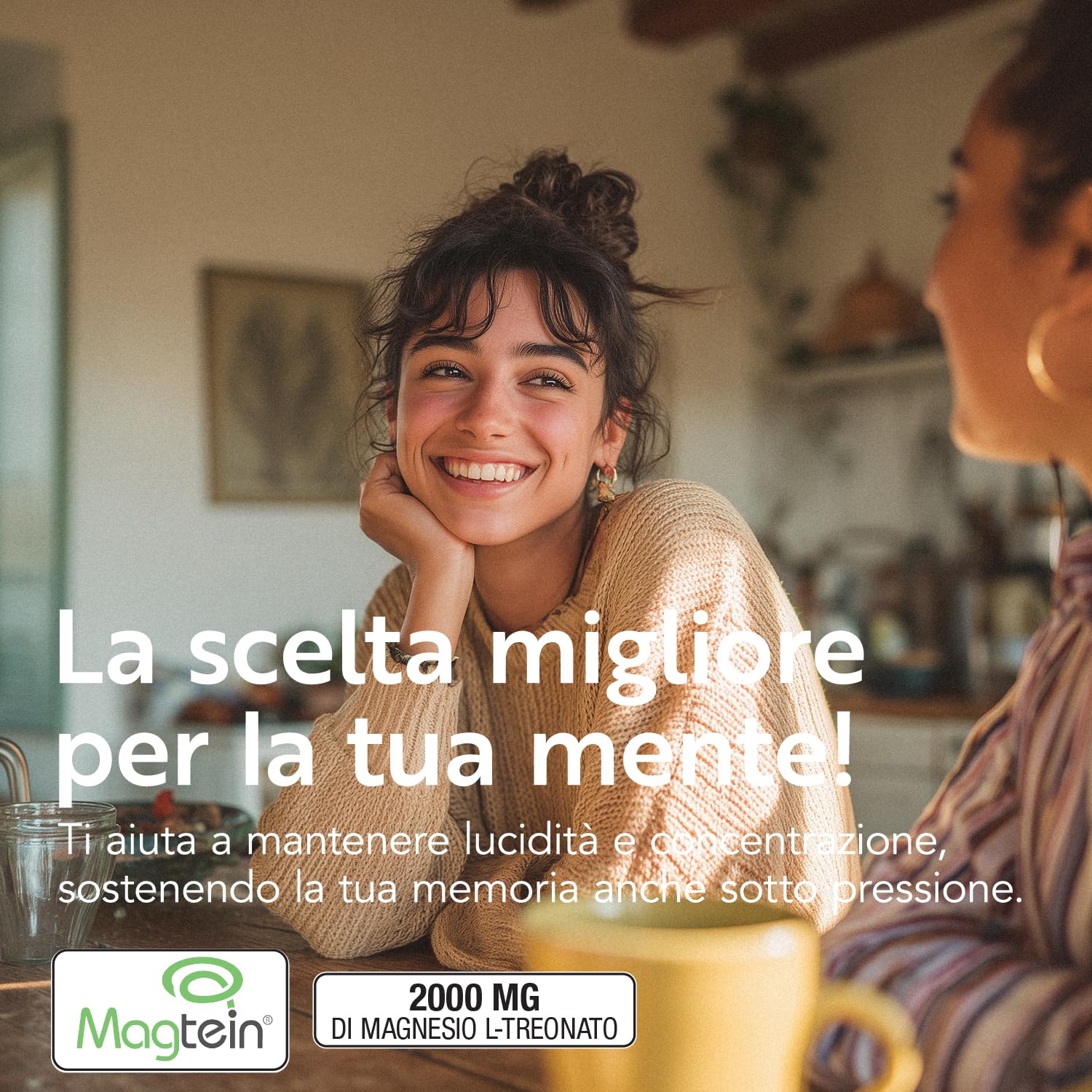 Magnesio Treonato Magtein PiùLife – 2000 mg (di cui 164 mg Magnesio Puro Elementare) – Integratore Memoria e Concentrazione – 150 Capsule – Magnesium L-Threonate Gluten & Lactose Free