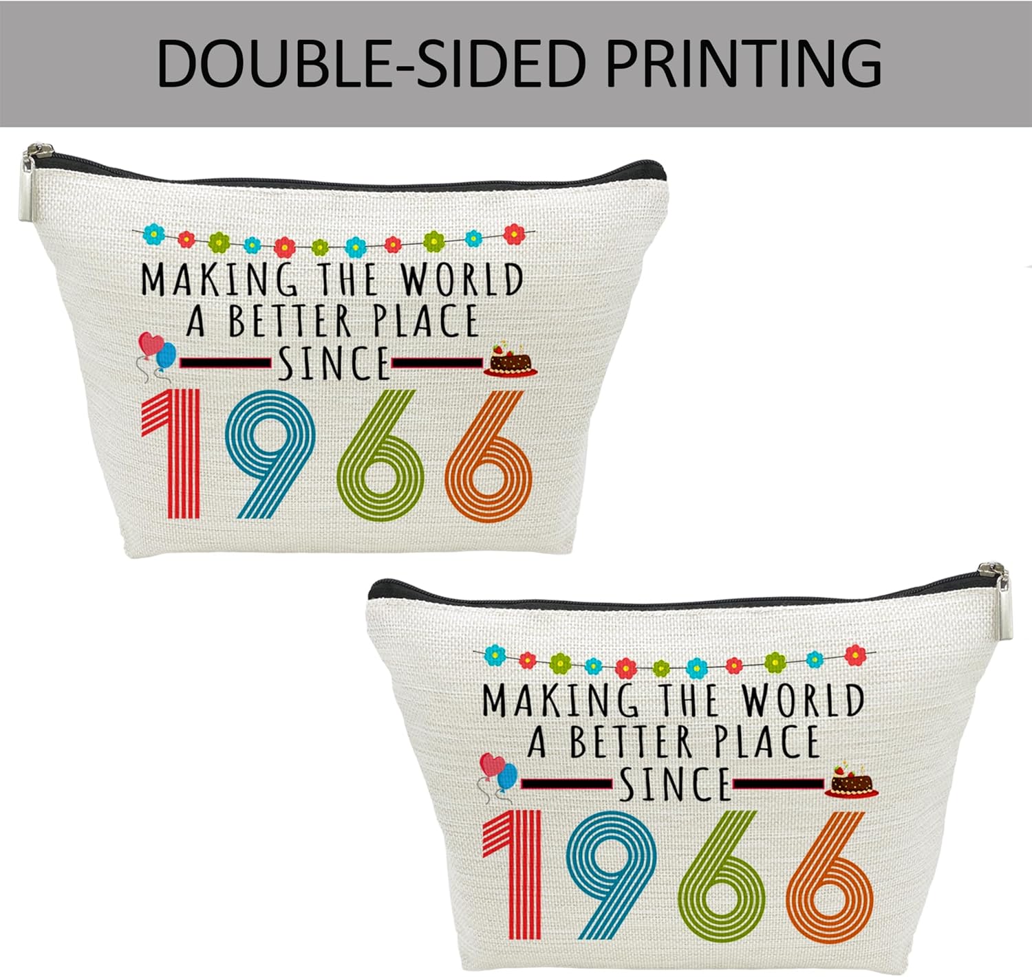 60th Birthday Gifts for Women, Funny 60 Year Old Gift Makeup Bag, 1966 60th Birthday Decorations Makeup Bags for Her, Mom, Aunt, Wife, Sister, Coworker, Friend, Mothers Day Cosmetic Travel Bag (1966) - Image 6