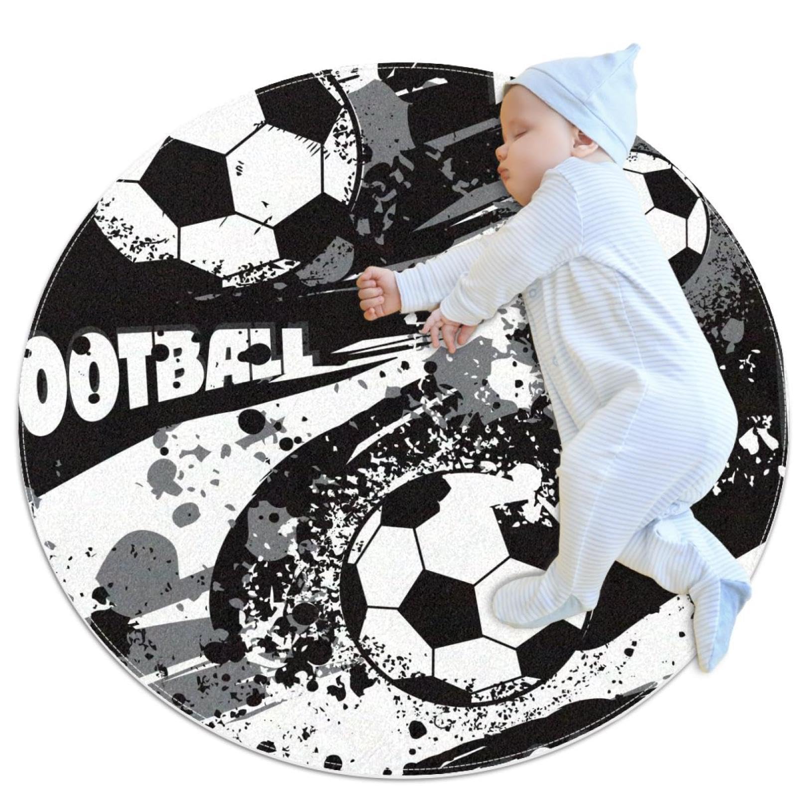 Tapis de salle de bain chambre football grunge rond antidérapant 1m
