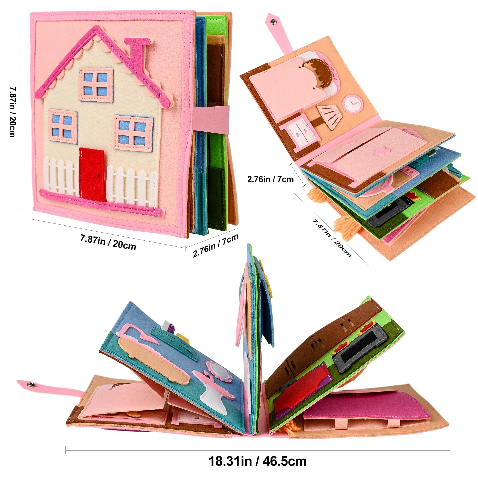 Quiet Book A partire da 1 anno 2 anni | Libri per bambini in tessuto morbido apprendimento precoce abilità di vita giocattoli educativi Montessori regalo per ragazze ragazzi, NC-8