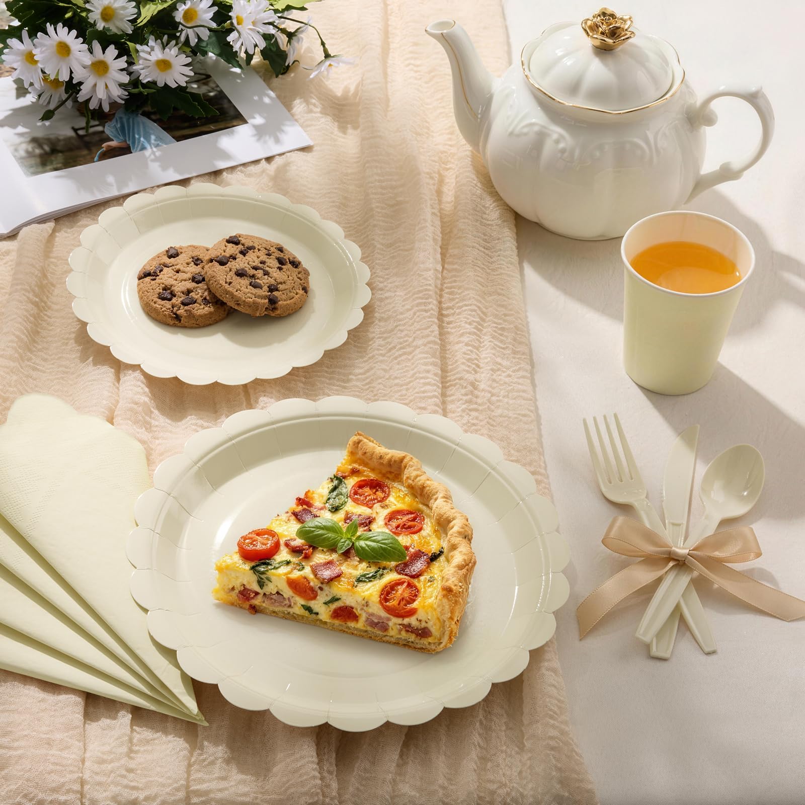 Goodluck Ivory Disposable Plates - 350PCS Party Set -4