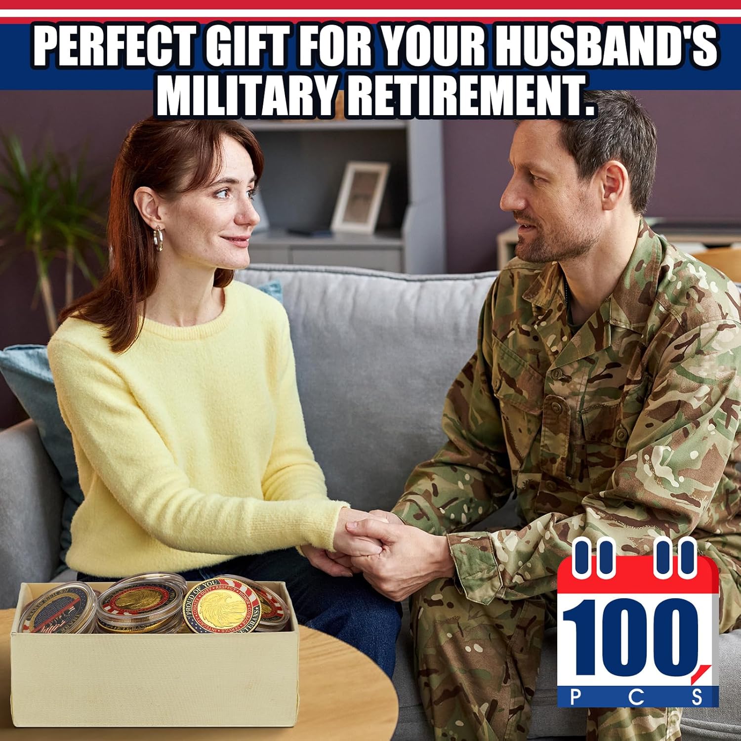 100 Pcs Military Challenge Coins Independence Day Veteran Commemorative Thank You for Your Service Round Metal Christian Coin for Collectors Military Church School Party Collectible Souvenir