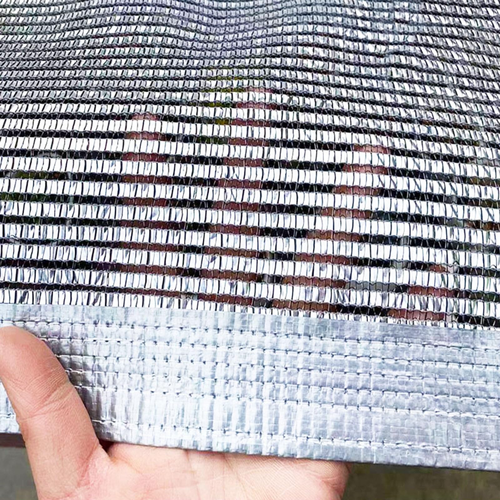 GJZQDKX Reflective Aluminet Shade Cloth 9x9m - UV Protection Silver Tarps Durable Patio Canopy with Grommets & Zip Ties for Garden Pergolas