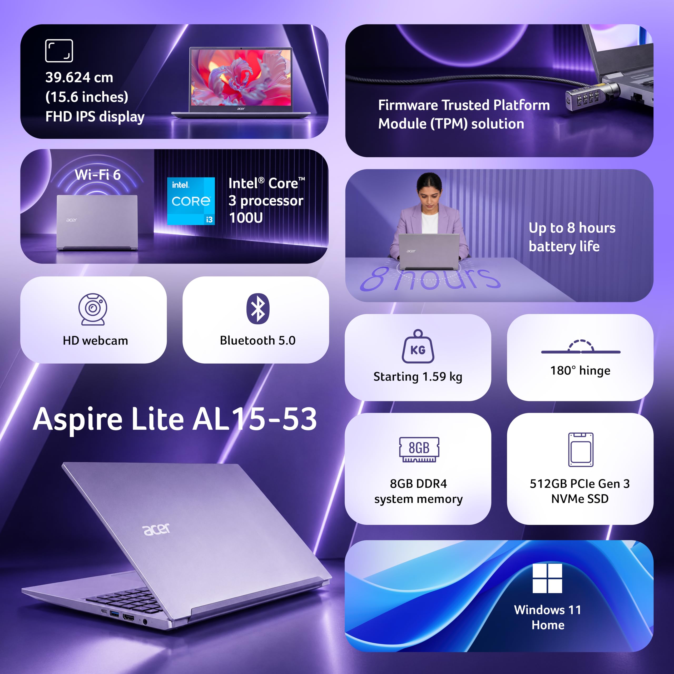 Acer Aspire Lite Laptop - Intel Core i3, 8GB RAM, 512GB SSD -2
