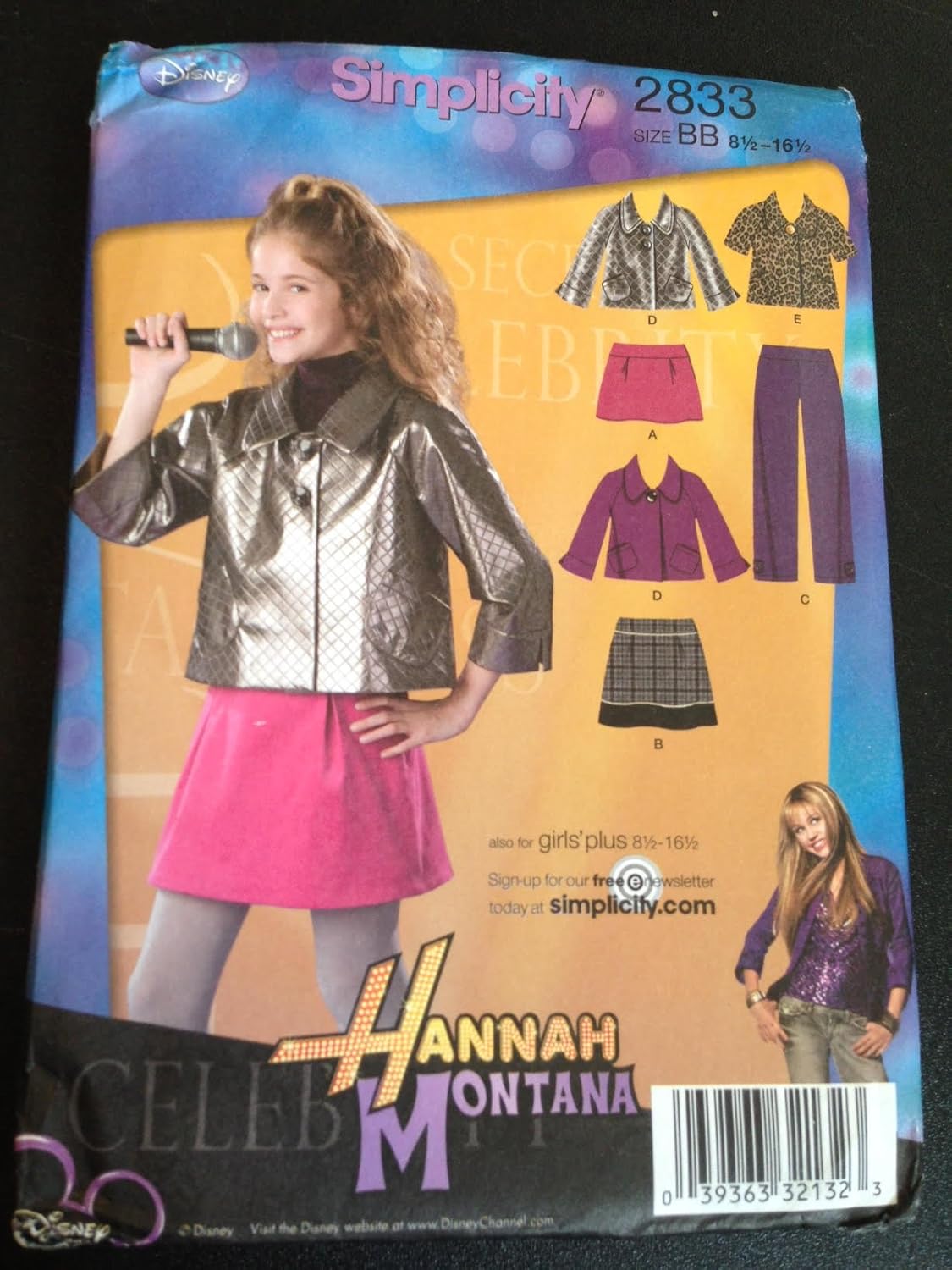 Patron Couture Simplicity 2833 Hannah Montana - Pantalon, Jupe Et Veste Pour Filles Tailles 8½ à 16½ - Neuf Et Intact