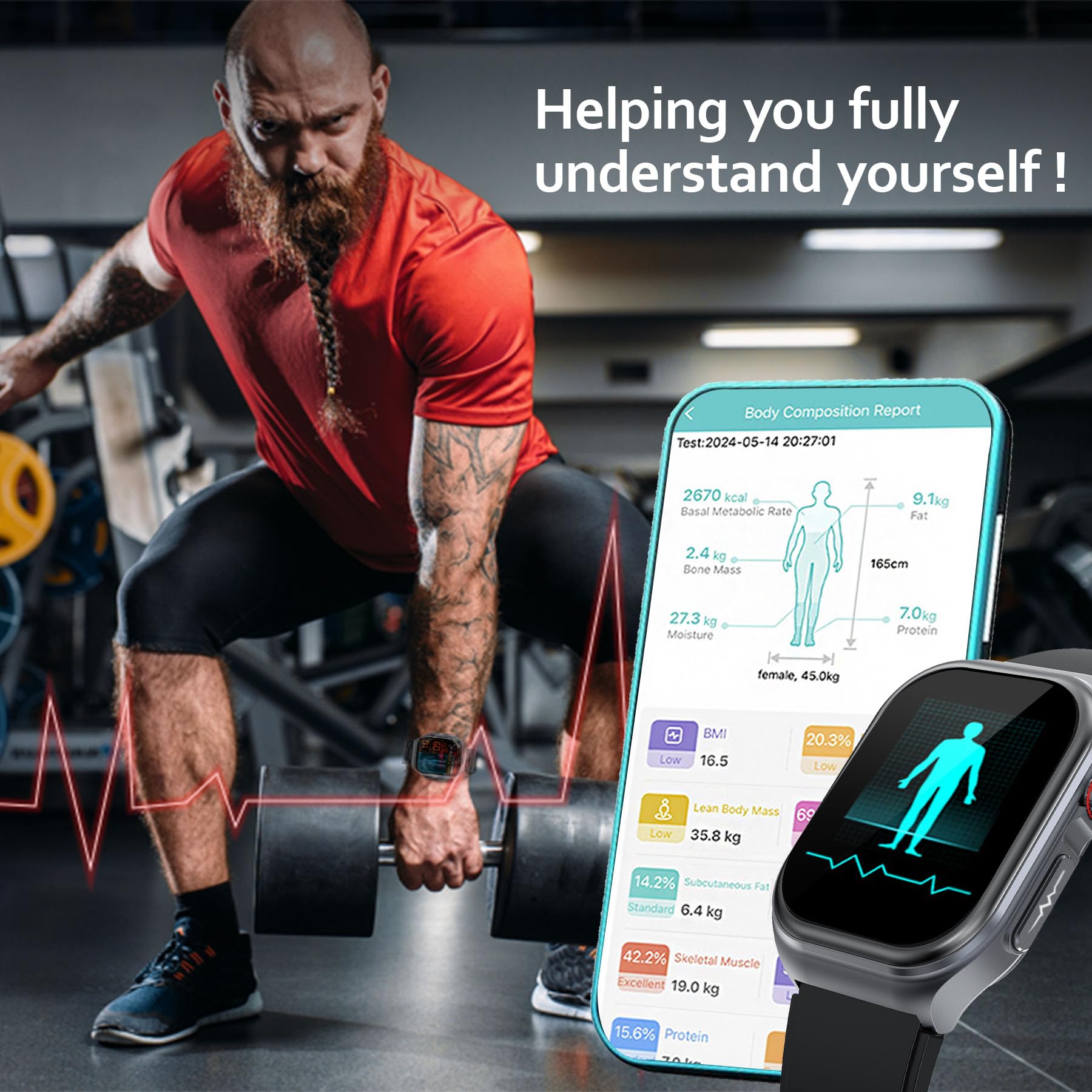 AI Smart Watches for Men Women - 1.87'' Health Monitor Watch with Heart Rate, Blood Pressure, Blood Oxygen, Sleep & Stress Track, 100+ Sports Modes, IP68 Waterproof Fitness Watch,Black