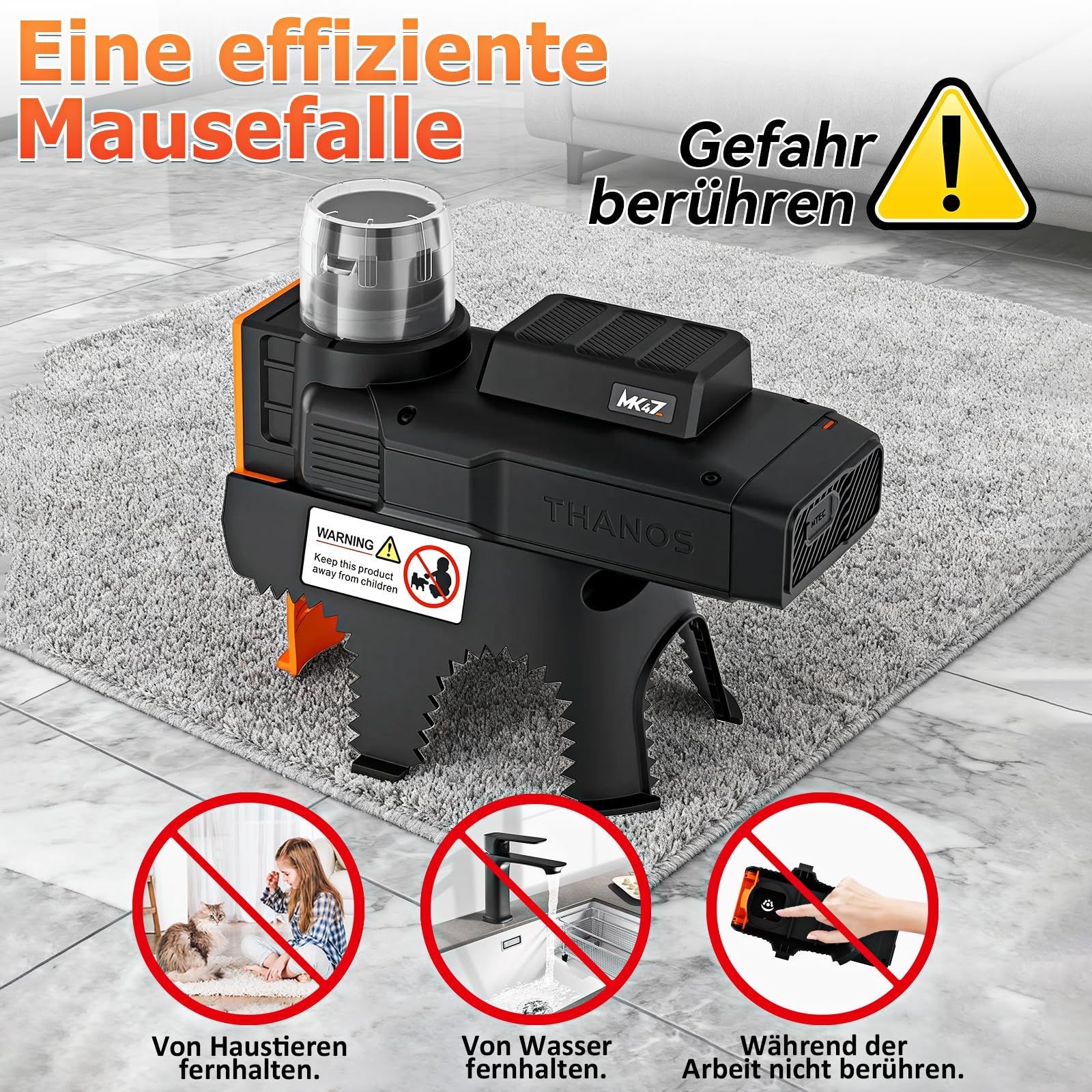 Elektrische Mausefalle mit Sensor, effiziente, giftfreie Nagetierbekämpfung, schnell und wiederverwendbar, Humane Lösung für Mäuse und Ratten, Haus, Küche, Garage und Keller