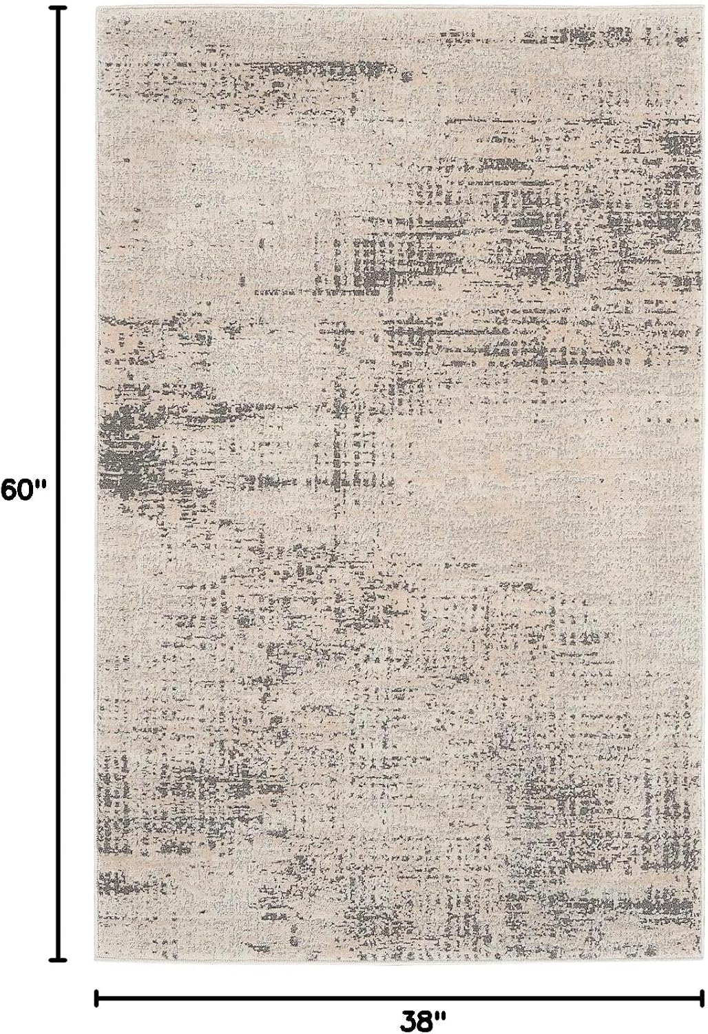 Calvin Klein Rush Ivory Beige 3'2" x 5' Area Rug, Modern, Abstract, Easy Cleaning, Non Shedding, Bed Room, Living Room, Dining Room, Kitchen (3' x 5')