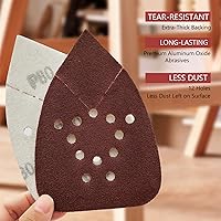 Vista 3 de Lijadora de ratón, 50 almohadillas de lija para lijadoras de palma de ratón, papel de lija de gancho y bucle, almohadillas de lijado triangulares