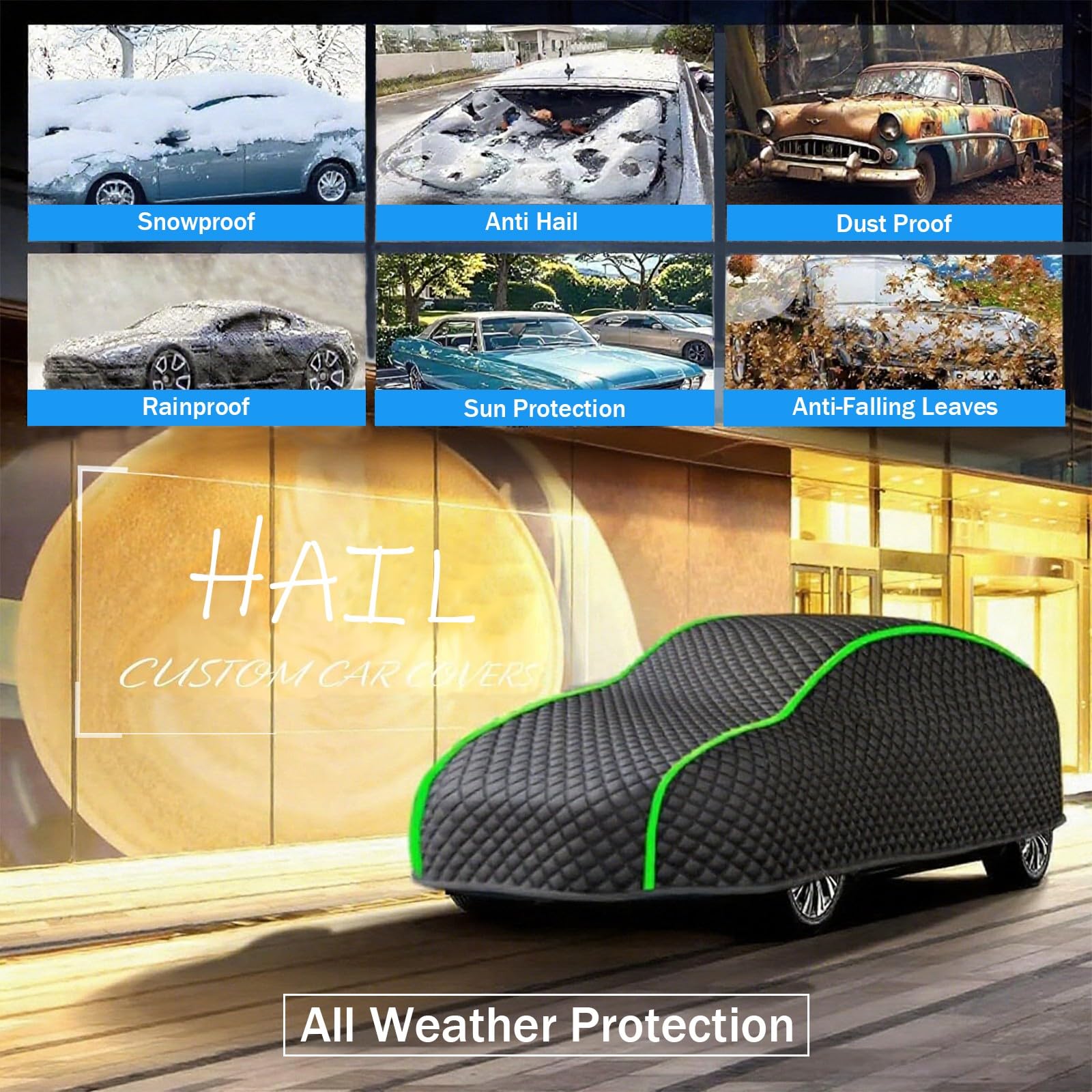 Telo Antigrandine per Auto per VW Golf 4/5/6/7/8 (1997-2025),Telo Grandine Auto Imbottito,Anti-Neve, Anti-Vento e Anti-UV, Extra Spesso,Universale Per Tutte Le Stagioni