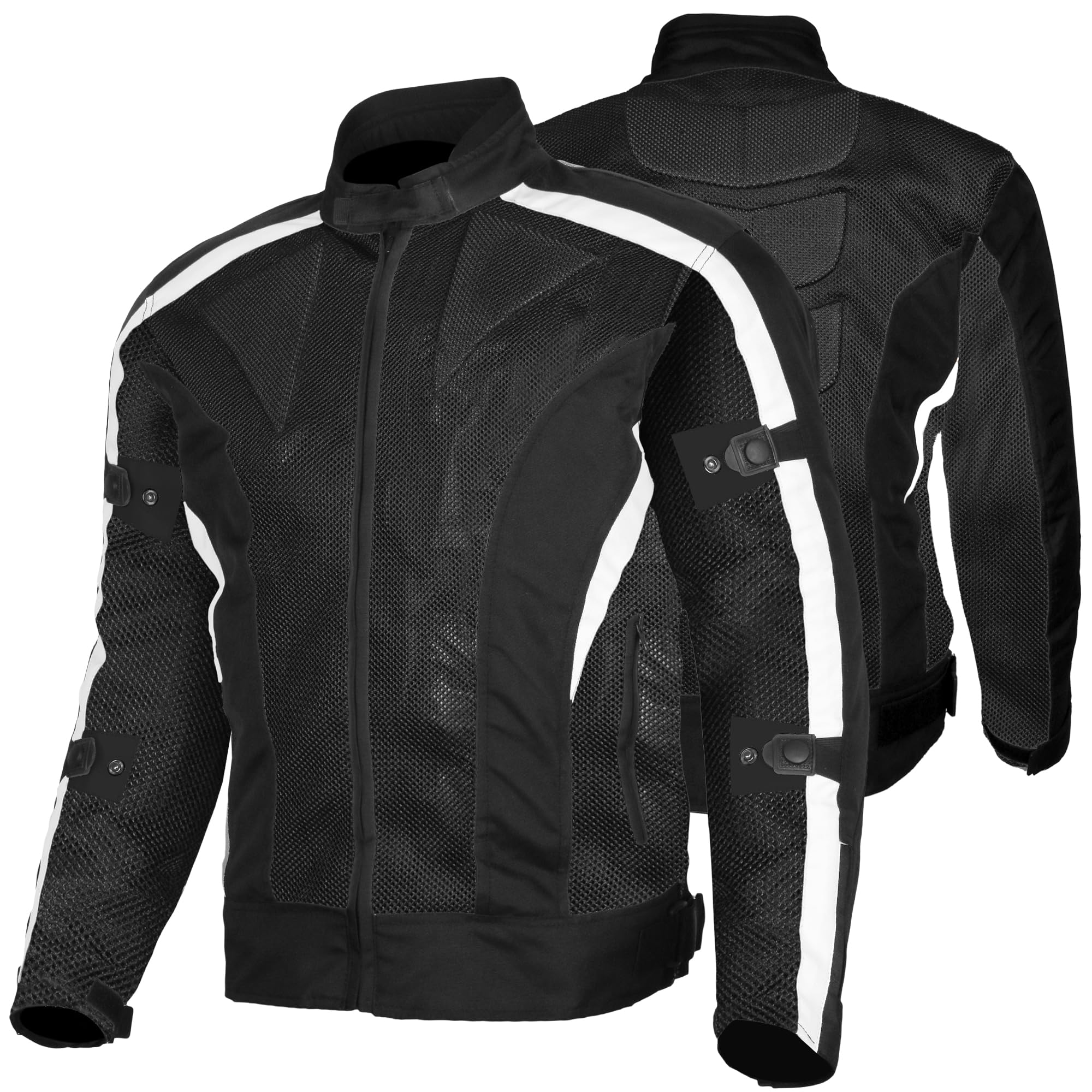 Bikers Gear Australia Men's Blk/Wht Motorbike Jacket - Summer Motorcycle Jacket For Lightweight Chicane Air Flow Mesh Vented Biker Jacket With Ce 1621-1 Armour (Uk, Alpha, 6XL, Regular, Regular, )