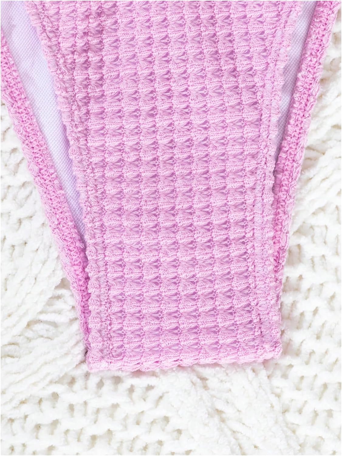 Verdusa Women's 3 Piece 3D Flower Halter String Bikini Set Waffle Swimsuits with Cover Up Skirt